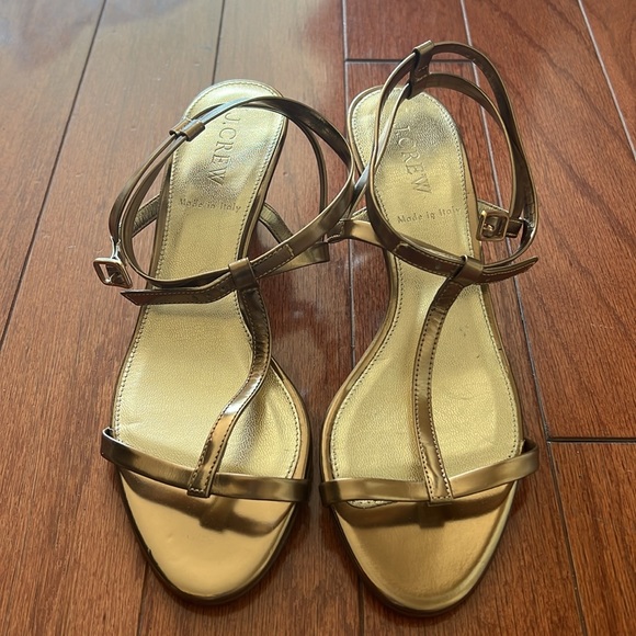 NWT J Crew Antique Gold Heels - Picture 2 of 6